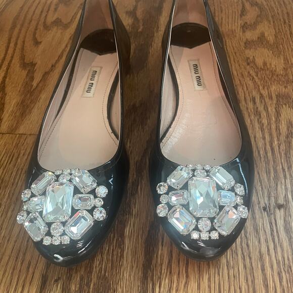 miu miu patent leather crystal embellished ballet flats - Picture 3 of 10